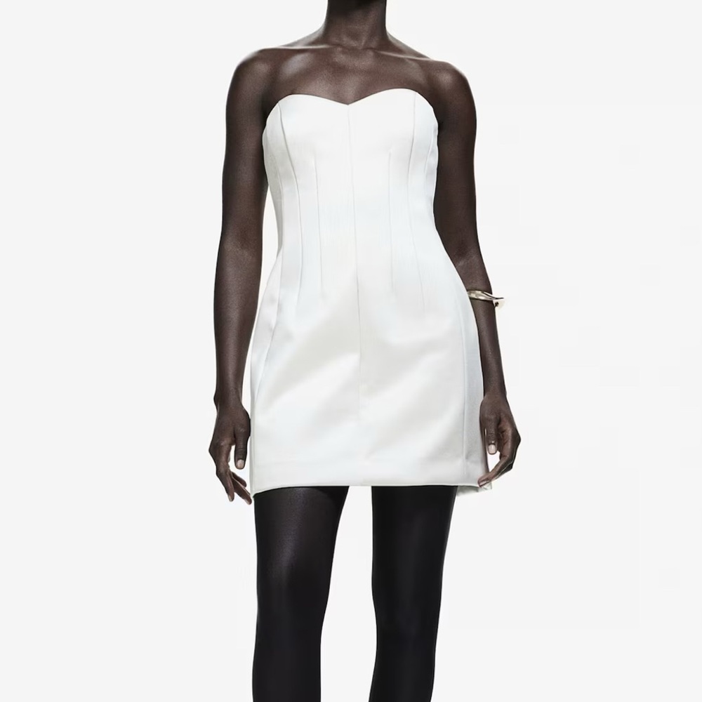 H&M White Strapless Dress